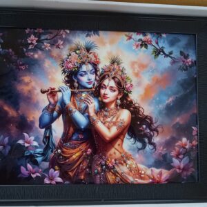 Divine Love: Radha Krishna Artistic Framed Painting